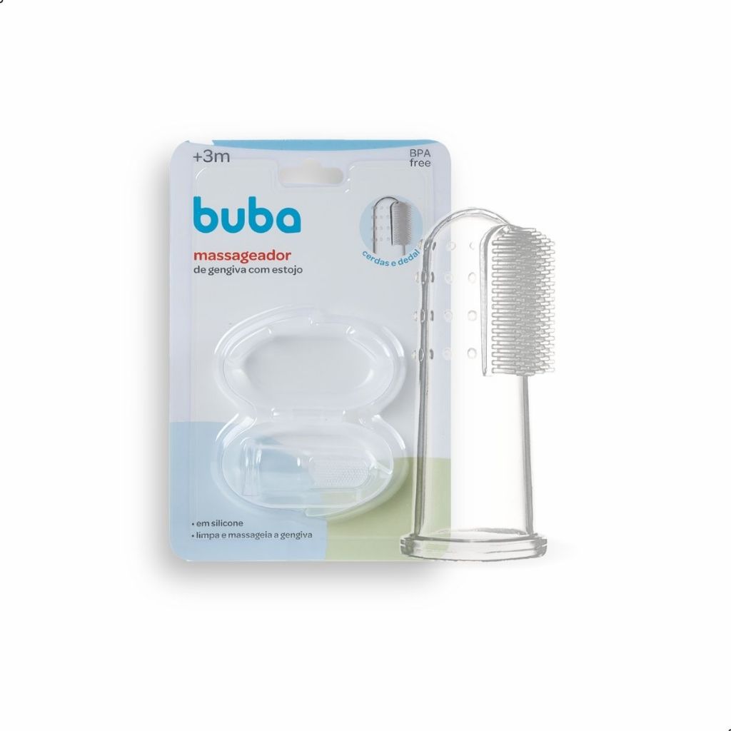 Massageador Dedeira de Gengiva Buba Baby Silicone Sensorial Seguro para Higiene Dentição Bebê
