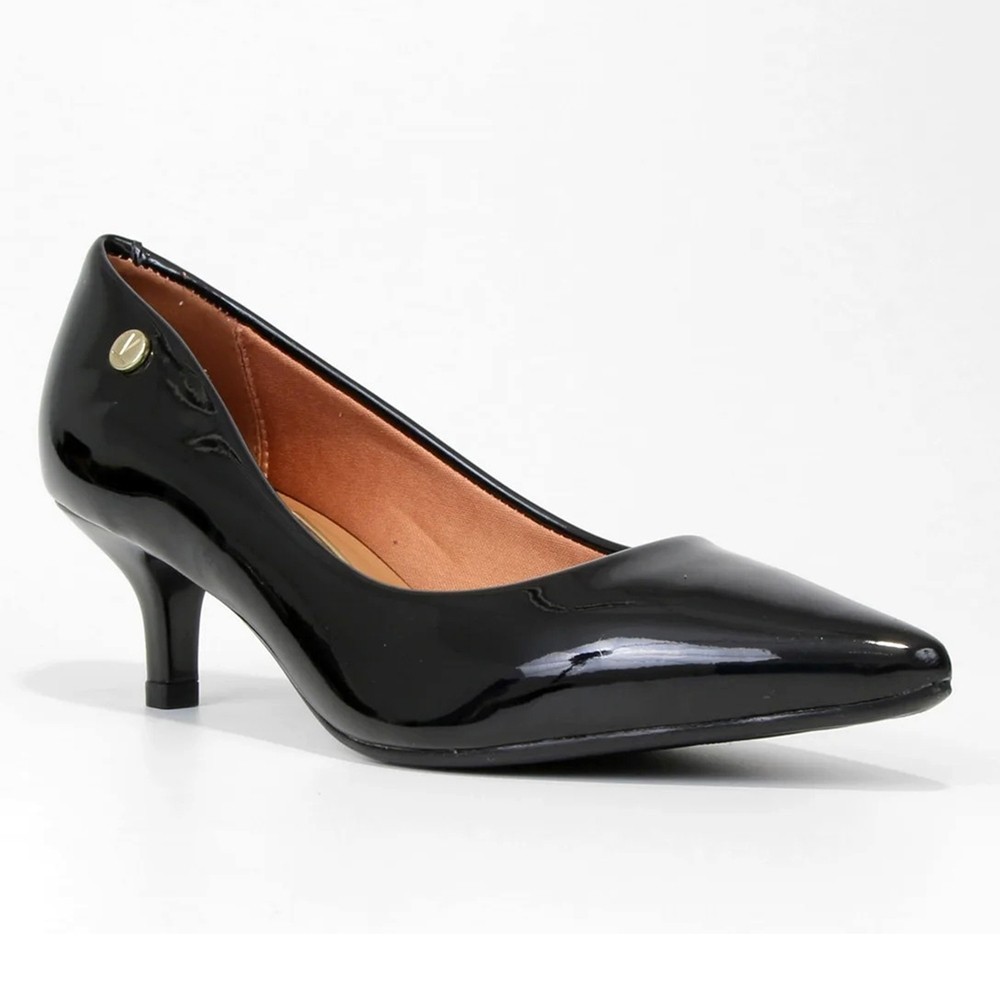 Scarpin Vizzano Salto Baixo Verniz Feminino – Preto
