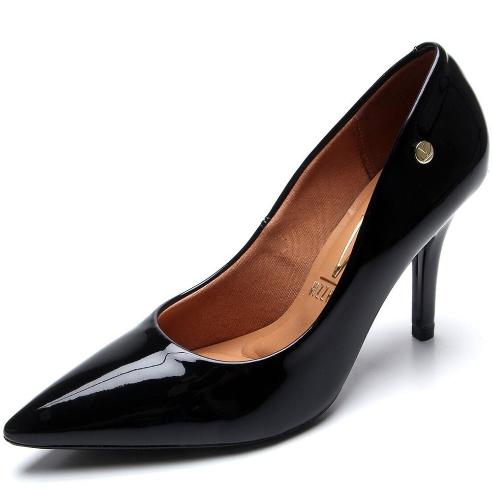 Scarpin Vizzano Salto Alto Bico Fino Verniz – Preto