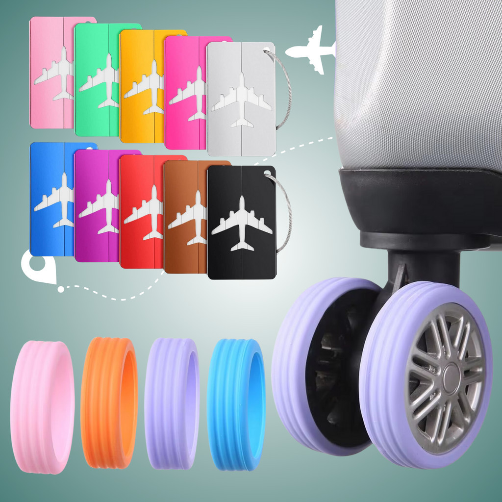 Kit Tag Etiqueta De Mala + Protetor De Roda De Bagagem Viagem Segura – Escolha Seu Kit