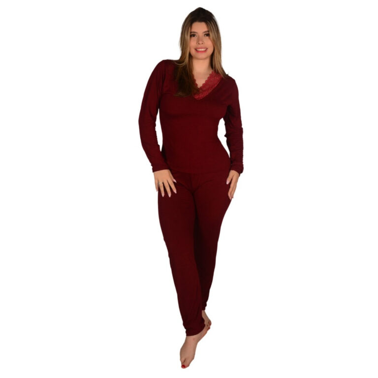 Pijama de Inverno Longo Suede Feminino: Elegância