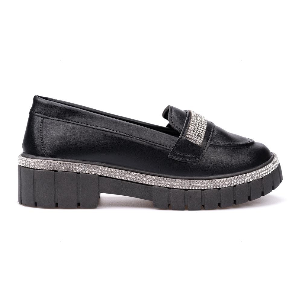 Sapato Infantil Menina Fashion Mary Jane Mocassim Strass Antiderrapante Confortável Festa Elegante