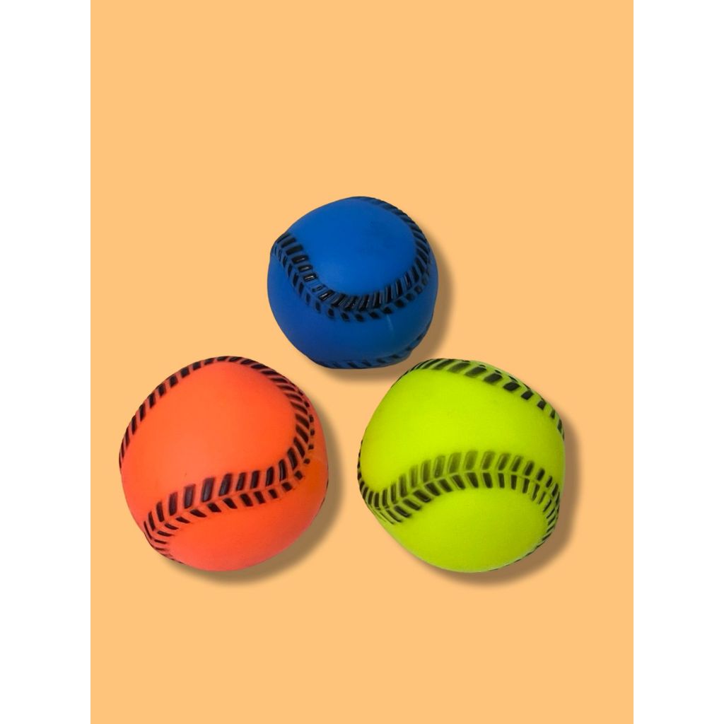 BOLA DE TÊNIS DE BORRACHA PARA PET COM APITO – MORDEDOR COLORIDO, 6 CM, LARANJA, AZUL, VERDE