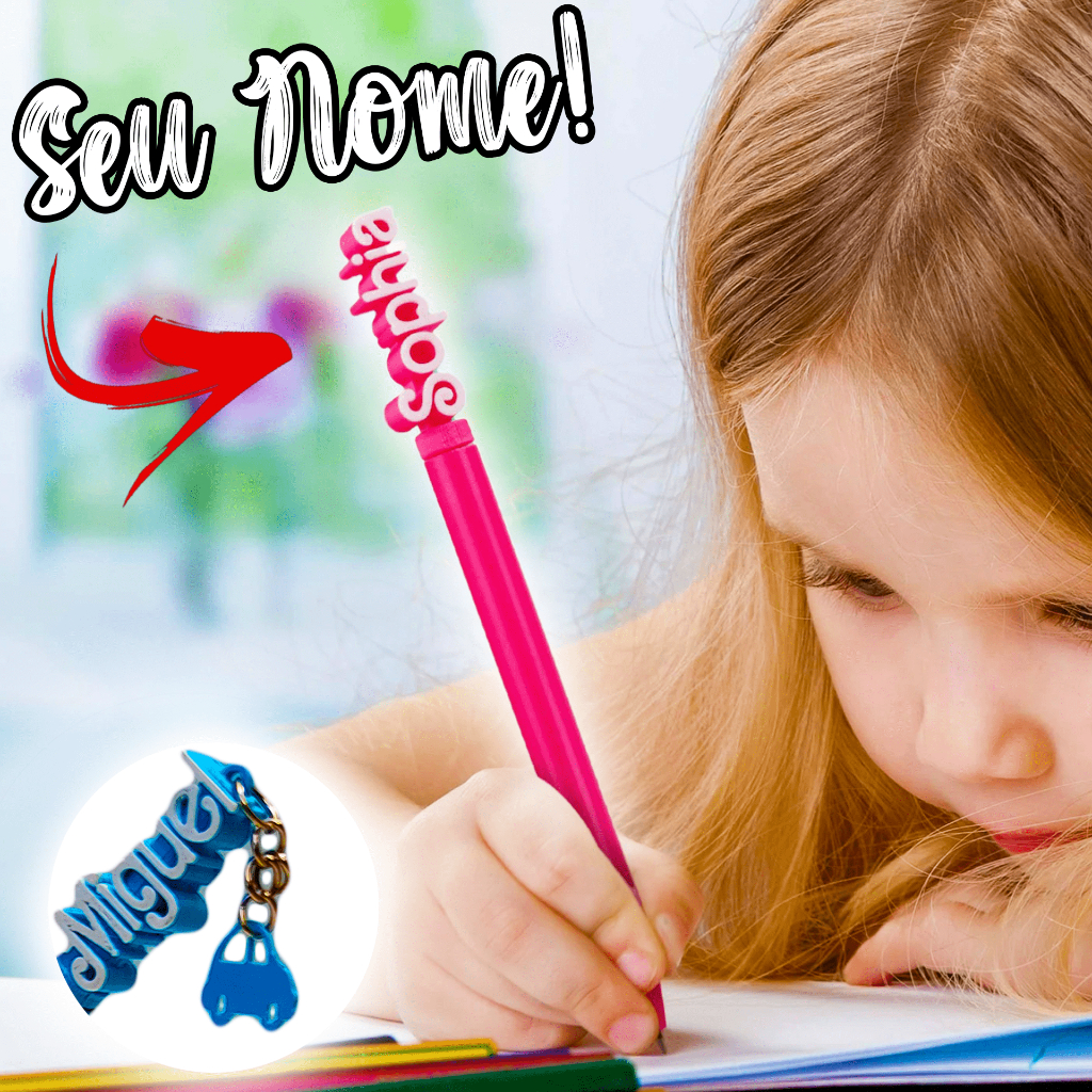 Caneta Personalizada com Nome e Enfeite Pingente Escolha Criança Presente