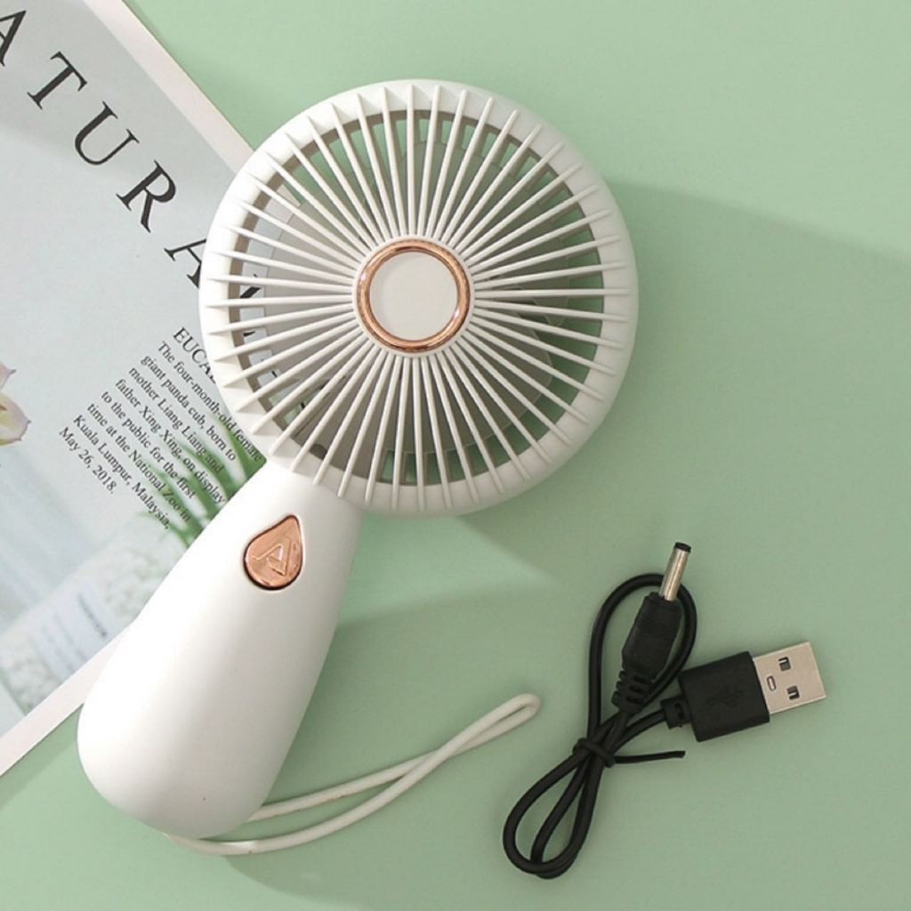 Mini Ventilador Portátil Kawaii de Mão com LED e USB Recarregável  Design Fofo e Compacto