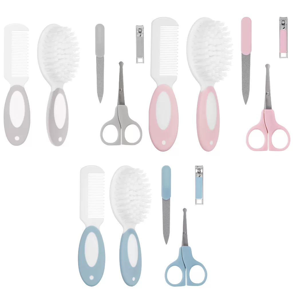Kit Cuidados Para Bebê 5 un Higiene e Beleza Escova Pente Cortador Lixa Buba