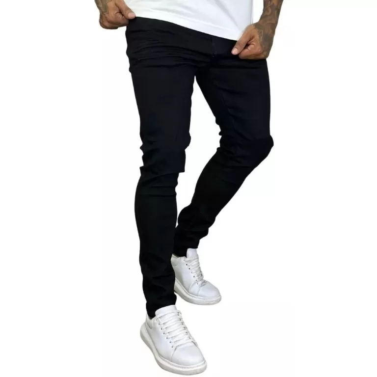 calça jeans masculina skinny tecido grosso direto