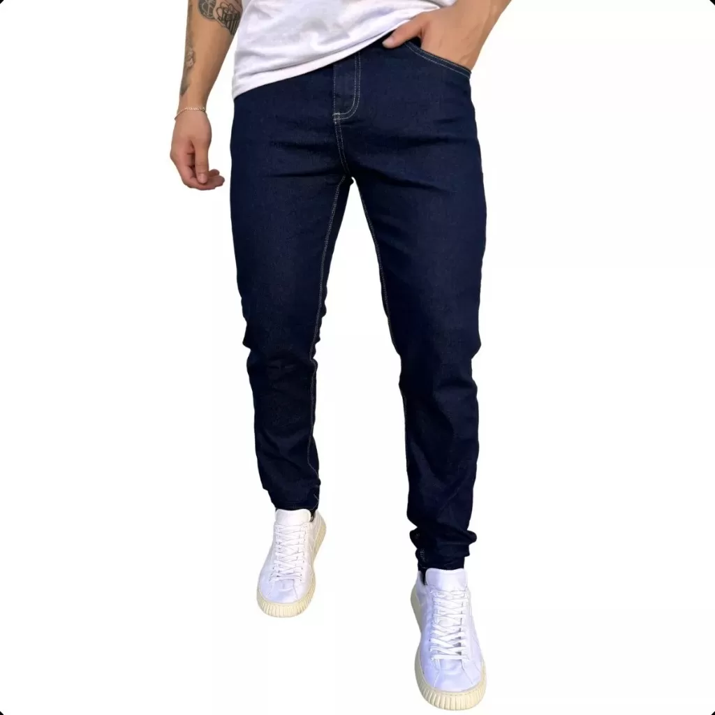 Calça jeans masculina skinny escura  costura Reforçada Com Elastano Tecido Premium frete gratis