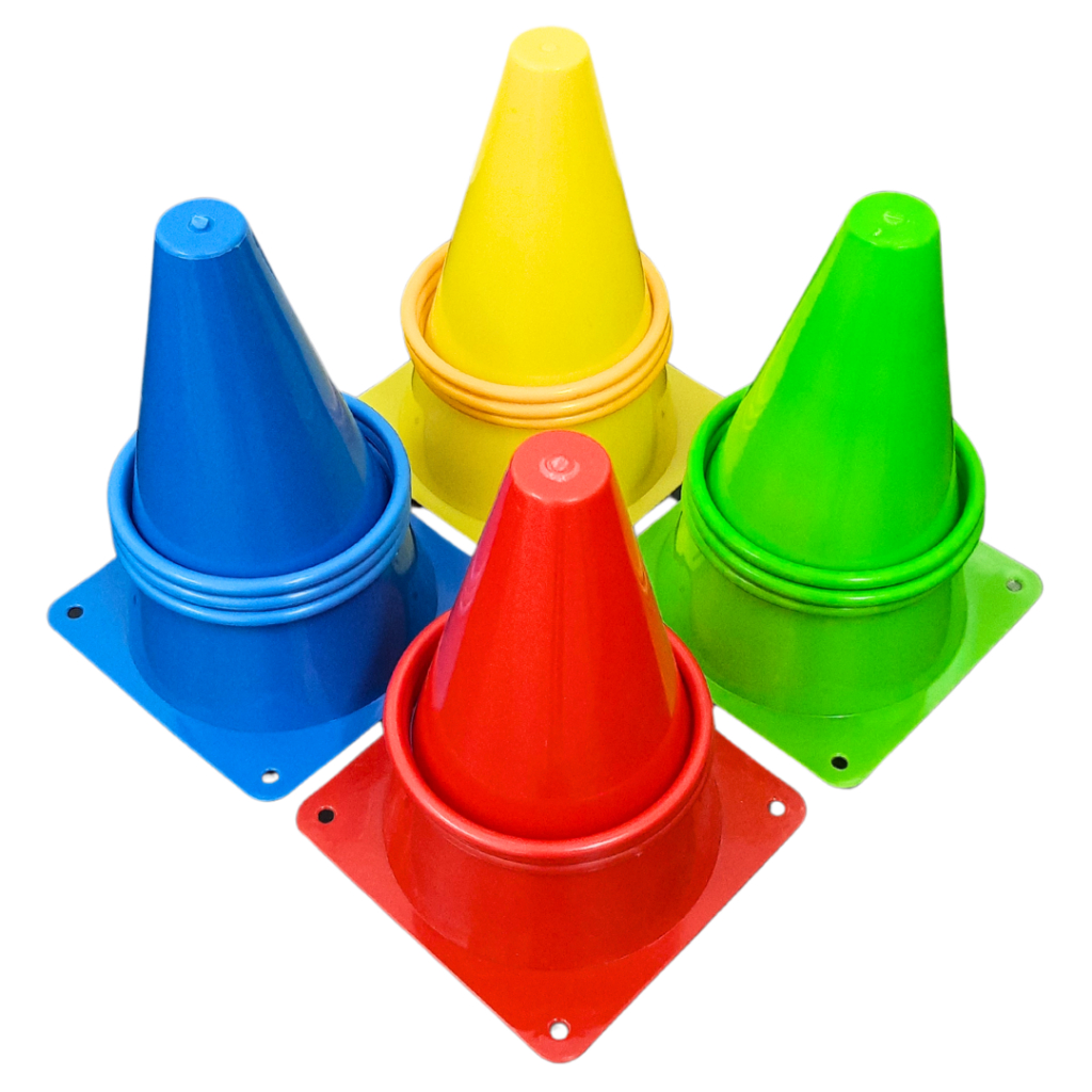 Kit Cones + Argolas Coloridas Jogo Funcional Sensorial Coordenação Motora Divertido