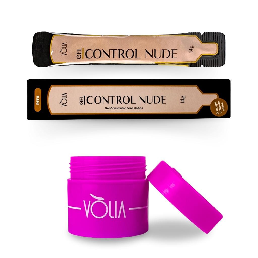 Sachê Refil Control Nude 14g + Pote ECO Reutilizável Vòlia Unhas Manicure Nail Designer Nail Art Gel