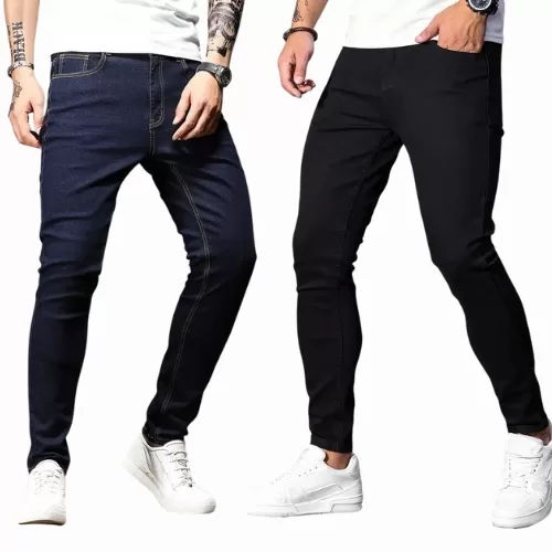 kit 2 calças jeans masculina skinny com elastano 
