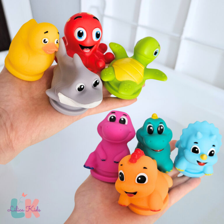 Kit 4 Brinquedos de Banho para Bebês Dino Fundo d