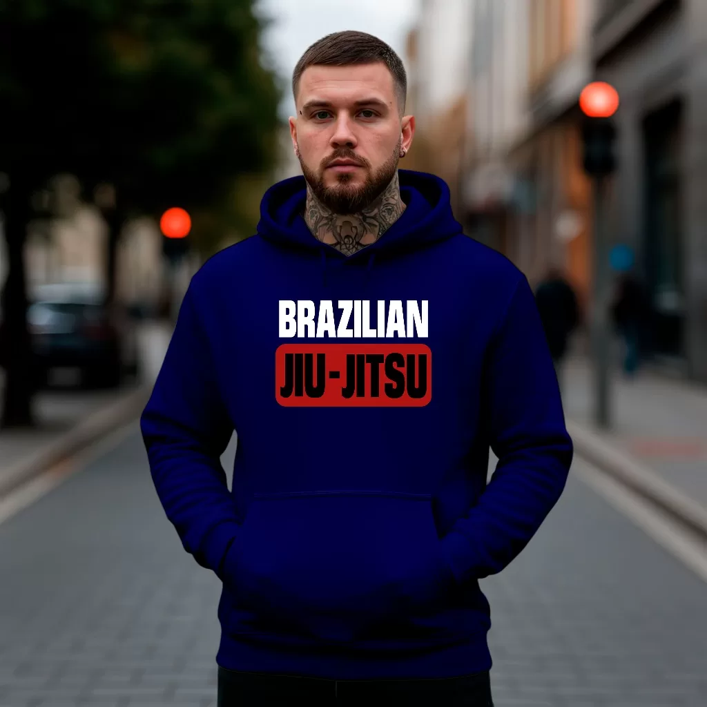 Moletom Blusa de Frio Canguru Masculina Estampa Camisa Jiu Jitsu Brazilian Algodão 30.1 Treino