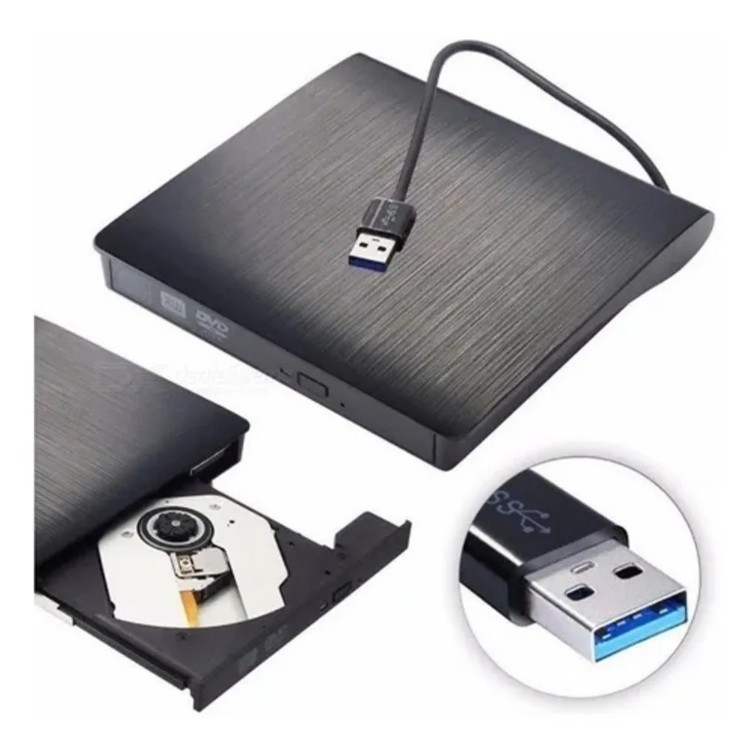 Leitor E Gravador Cd Dvd Externo Slim Preto Usb 3.