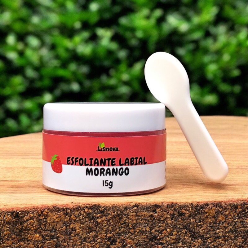 Esfoliante Labial Lip Scrub de Morango com Cristais de Quartzo e Vitamina E – 15g | Vegano