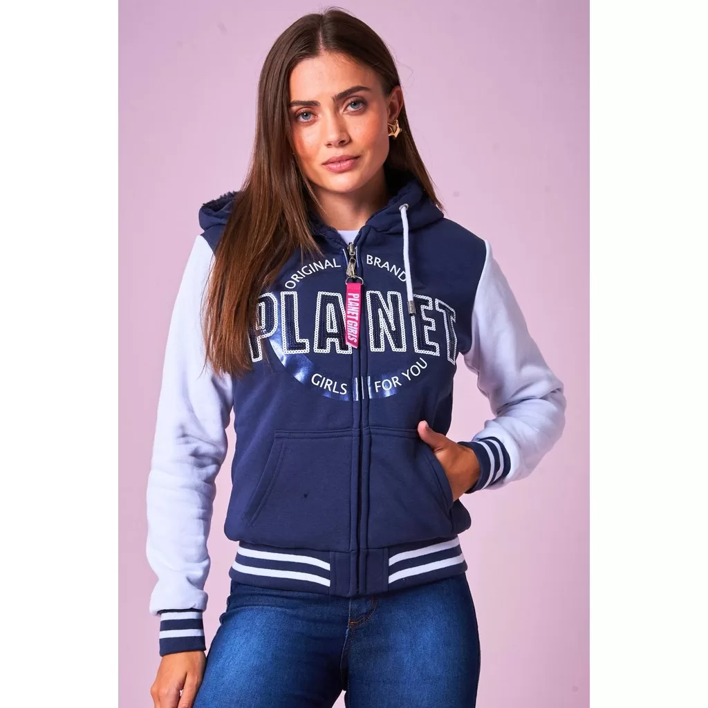 Moletom Dupla Face Original Brand em Paetê Planet Girls Azul Escuro