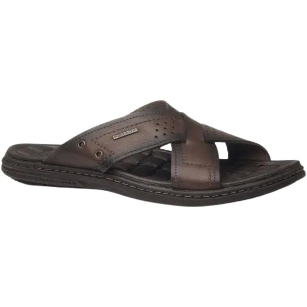 Chinelo Masculino Pegada Em Couro Cruzado 131222