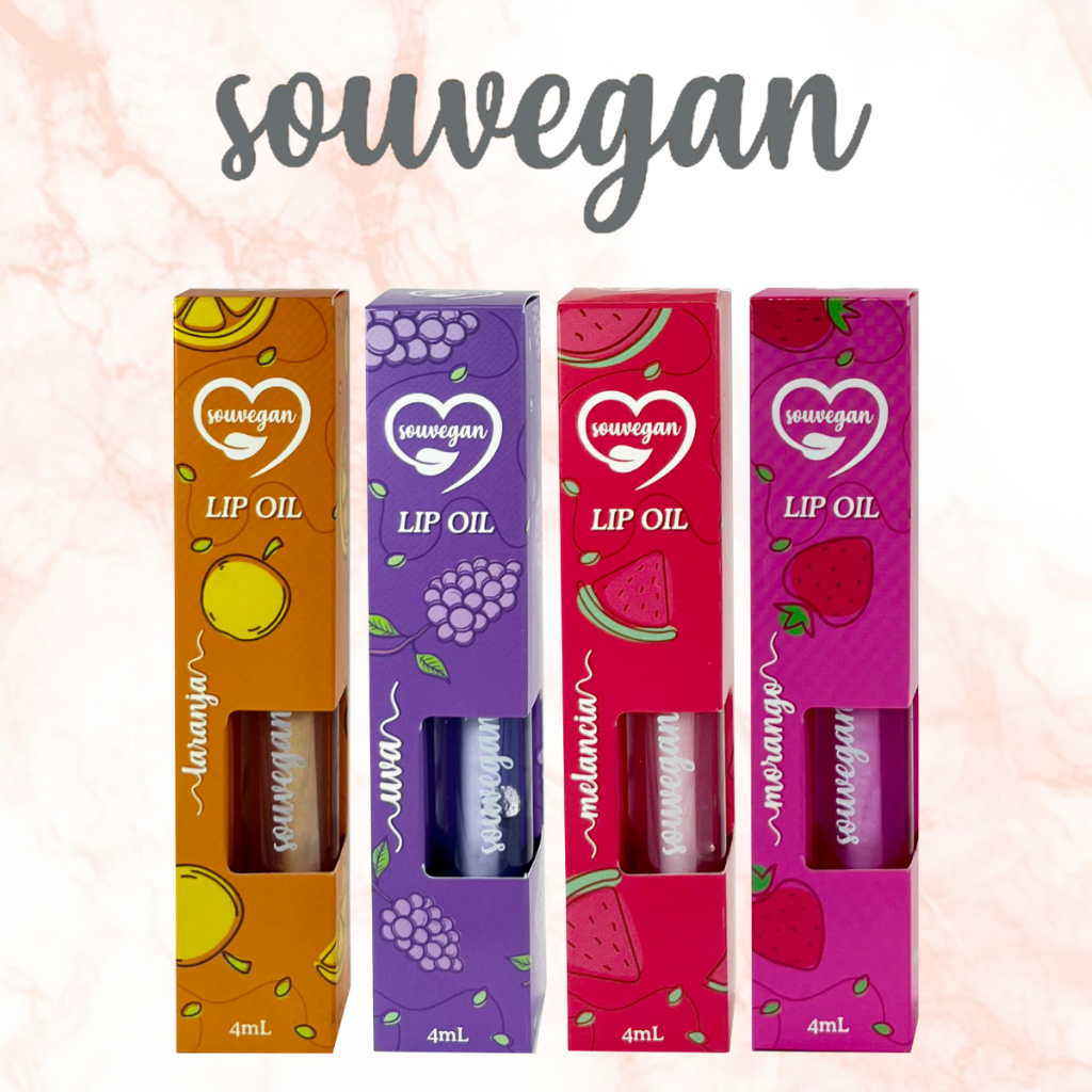 Kit 4 Lip Oil Souvegan Hidratante Gloss Óleo Brilho Labial