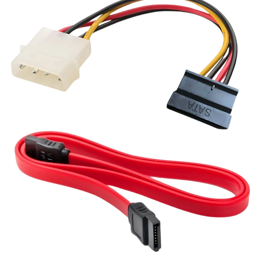 Cabo alimentação SATA + Cabo flet Dados Reto