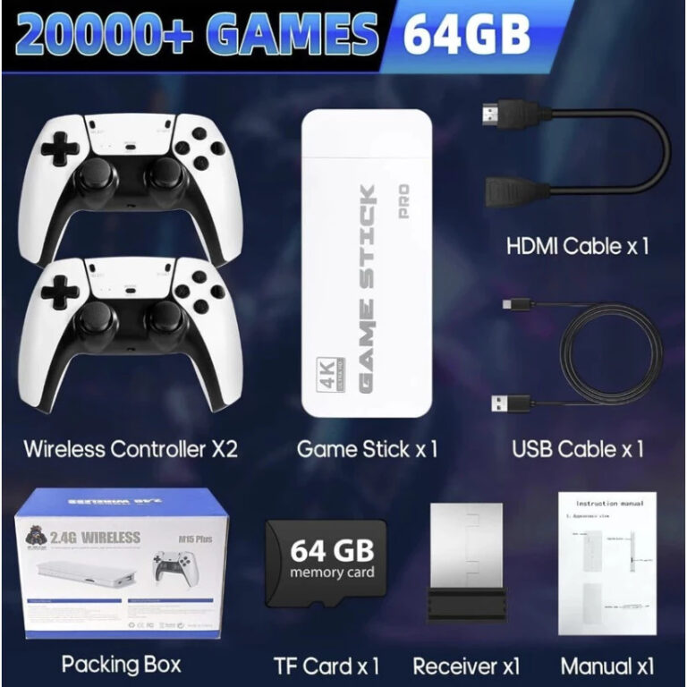 2025 NOVO Vídeo Game Stick M15 Pro 4k 64gb Hdmi C