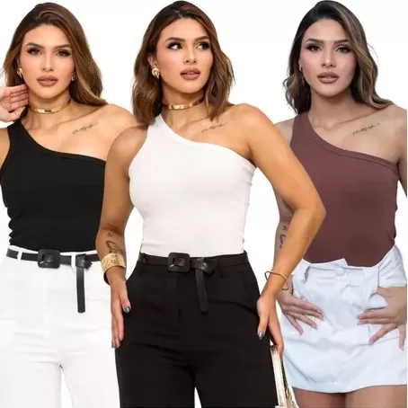 Kit 3 Regata  Feminina Mula Manca Canelada Básica