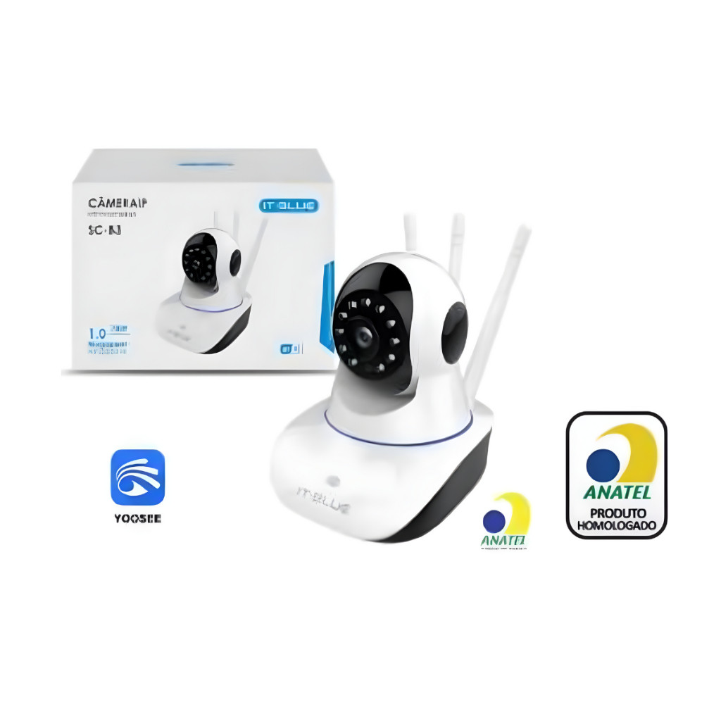 Camera Ip Segurança Wifi 3 Antenas Robo Hd 1080P Com Audio Visão Noturna Infravermelho Anvisa