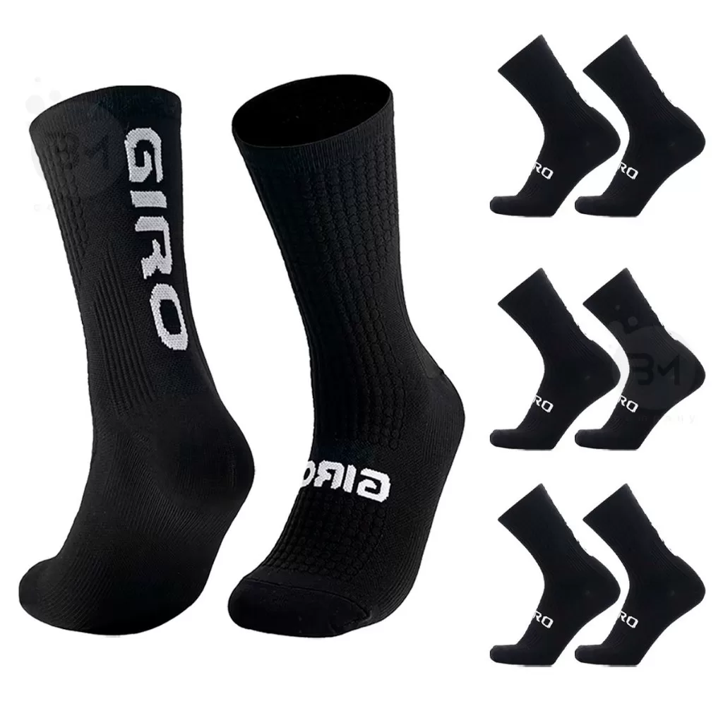 Kit Até 6 Pares De Meias Cano Alto Moderna Alta Qualidade Esportiva Ciclismo Corrida Unissex