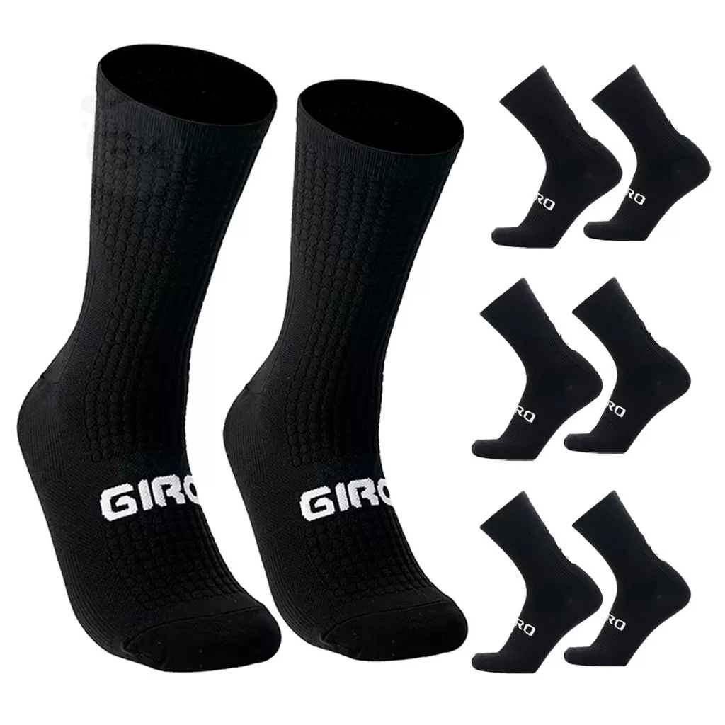 Kit Até 6 Pares Meia De Ciclismo Corrida Academia Compressão Cano Médio Alto Unissex Para Esportes