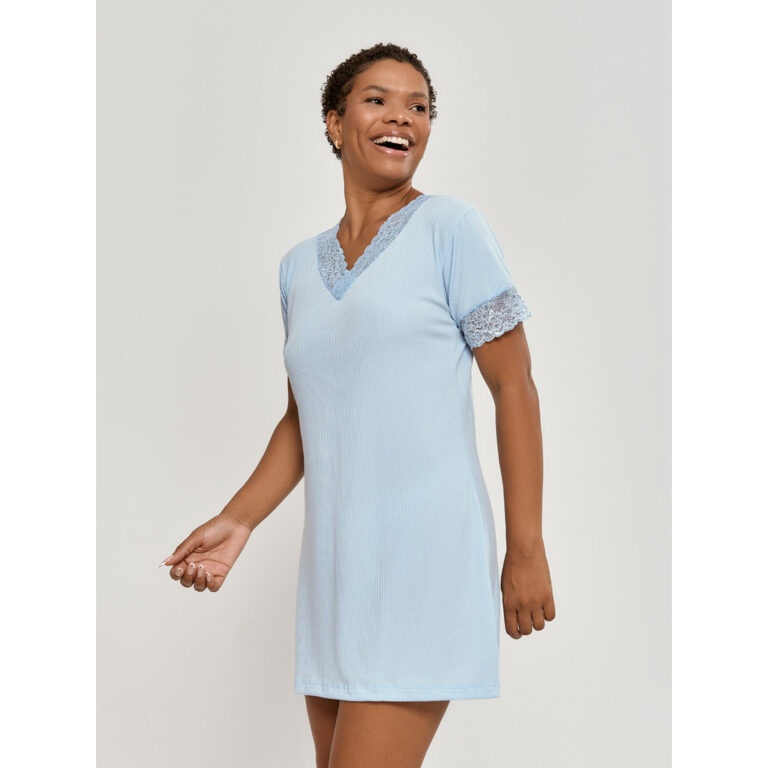 Camisola Canelada com Renda Conforto e Sensualidad