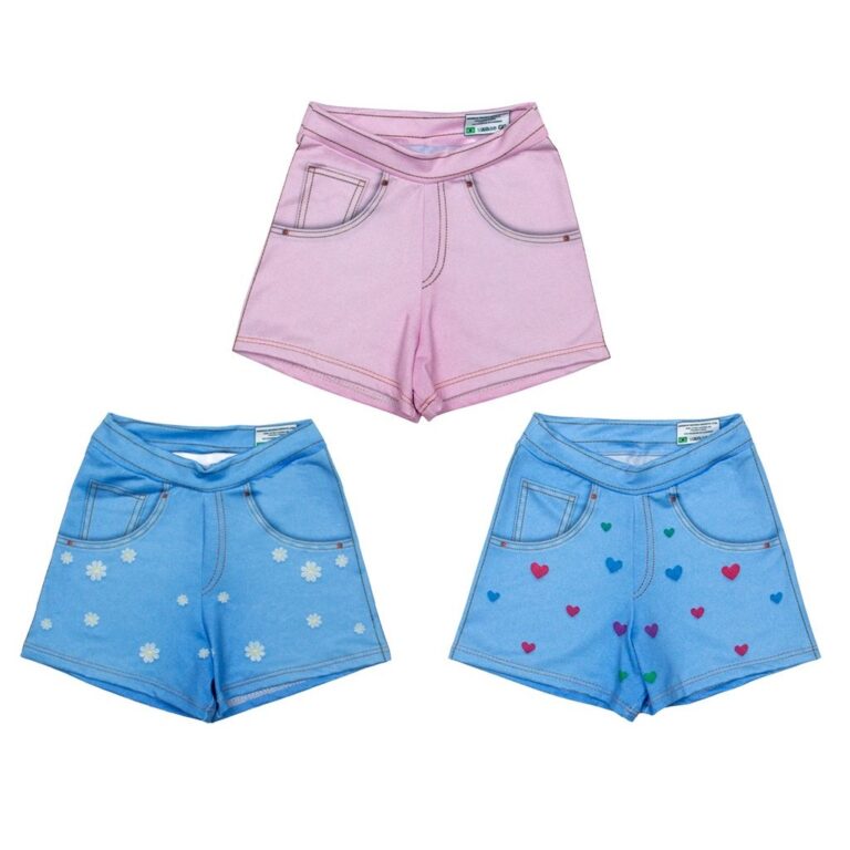 Kit 3 Shorts Infantil Para Meninas Fake Jeans Conf