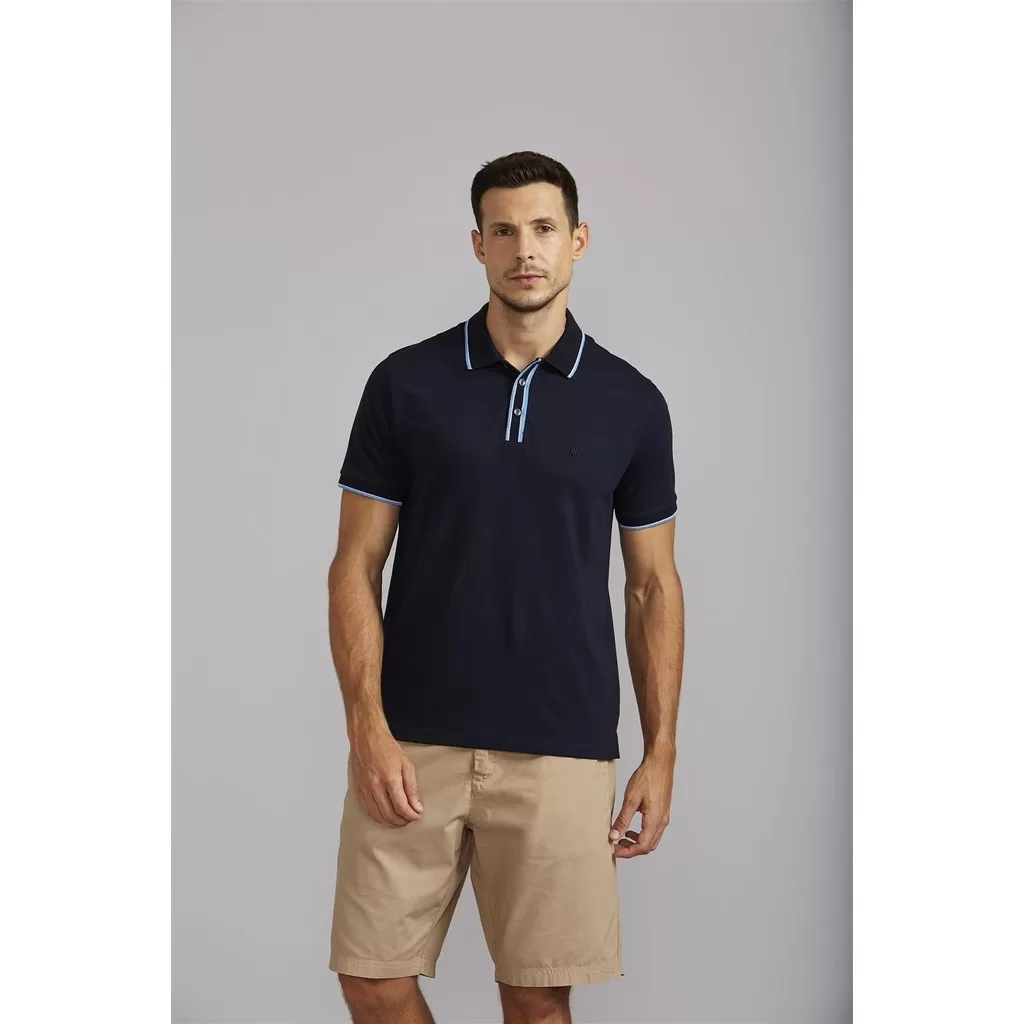 Camisa Polo Premium Comfort Malha – Azul Marinho