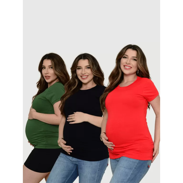 Kit 3 blusa gestante elastico vai e vem zig zag se