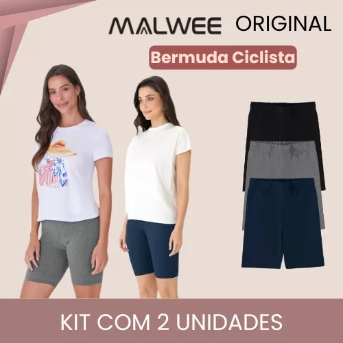 Kit 2 Bermuda Ciclista Feminina Cotton Malwee Adul