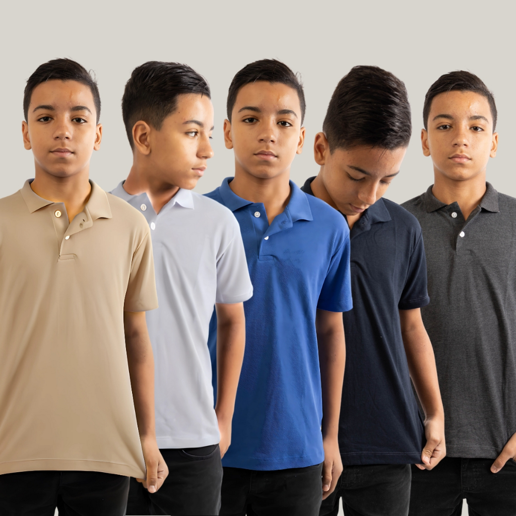 Camisa Infantil Polo Piquet Algodão Manga Curta Confortável