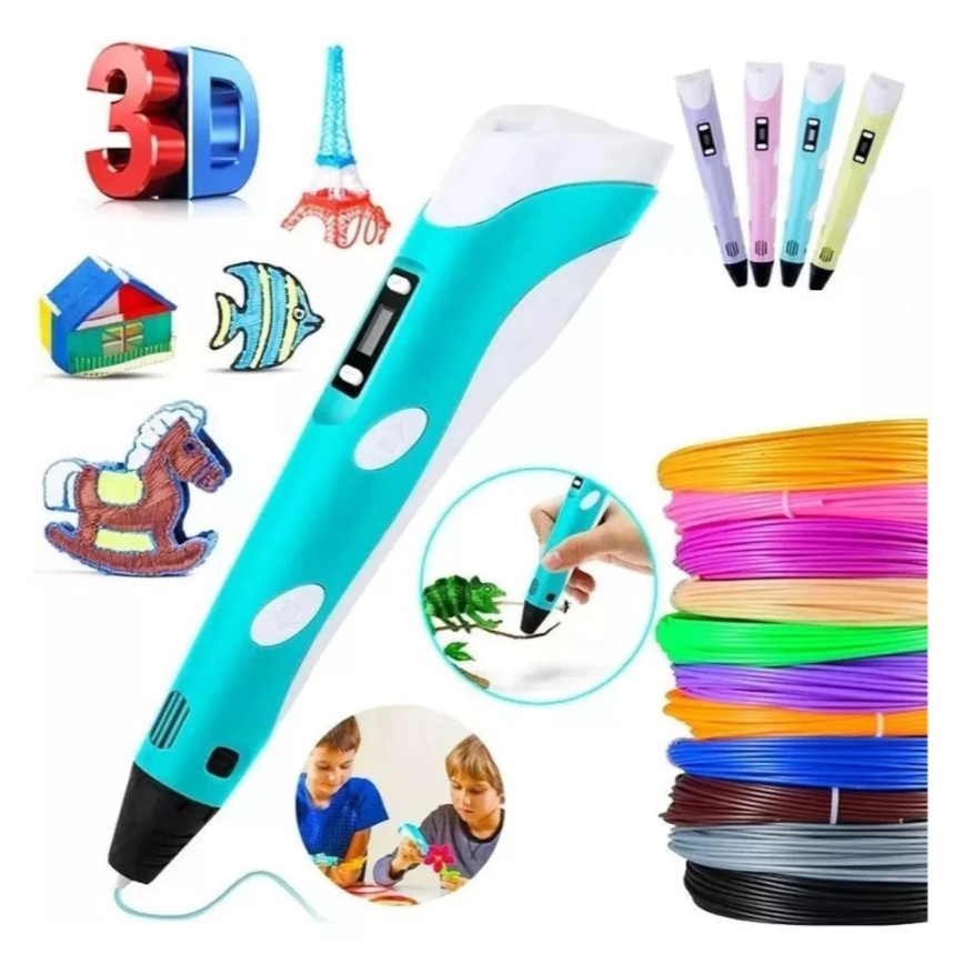 Caneta 3D Impressora Manual Infantil e Adulto Com Filamentos DIY Filamento Plastico Seguro Para Cria