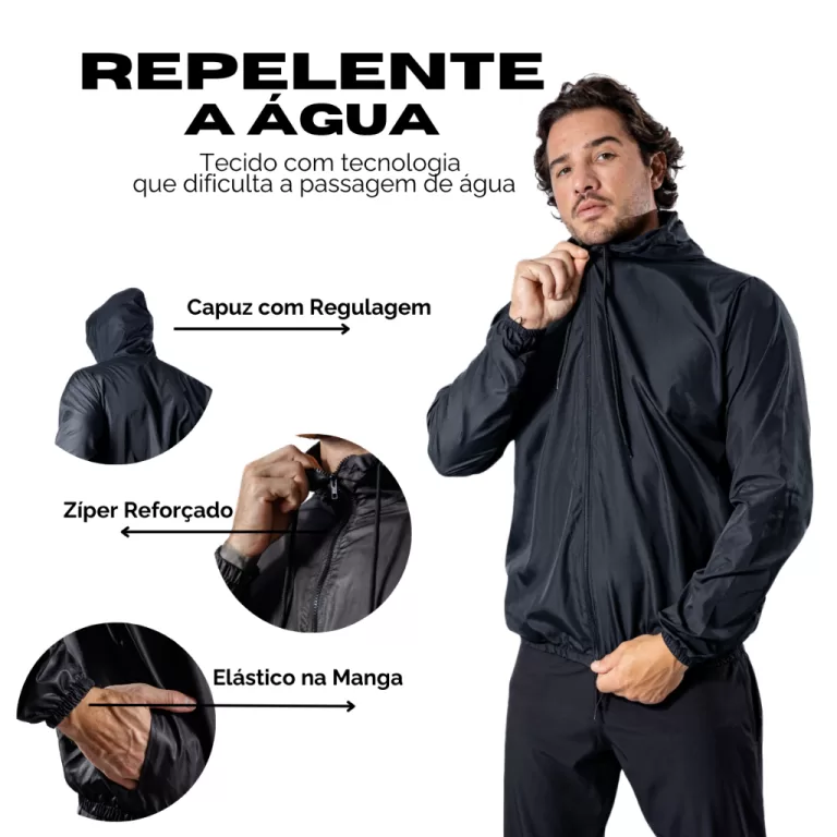 Jaqueta Corta Vento, Tactel, 100% poliester, Térm