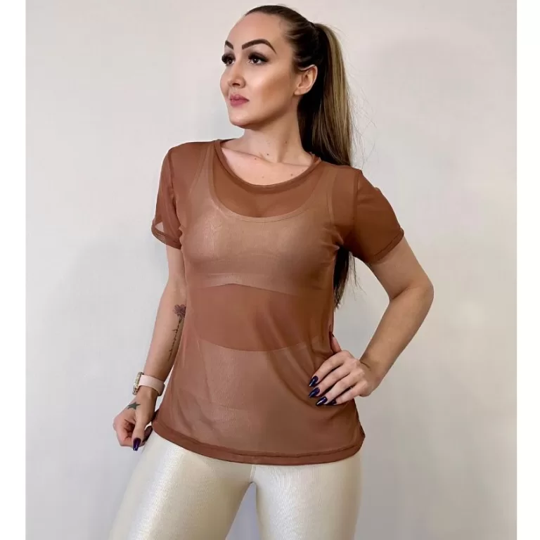Blusa Feminina Tule Transparente De Academia Fitne