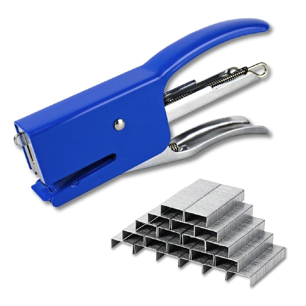 Kit Grampeador Manual Alicate Escritório + 1000 Grampos 26/6 Escola Papel Papelaria