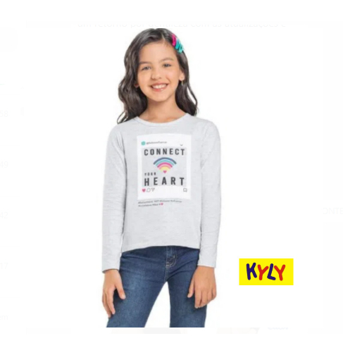 Blusa Manga Longa Infantil Menina Kyly Tamanhos 6 