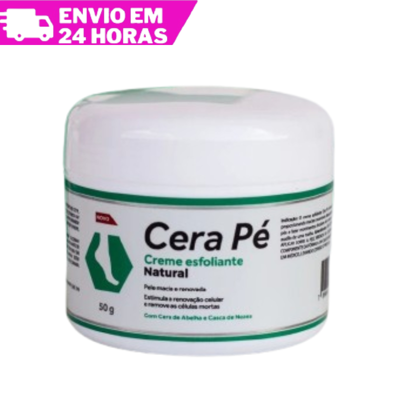 Cera Pé Creme Esfoliante para os Pés Natural Cera de Abelha e Casca de Nozes 50gr