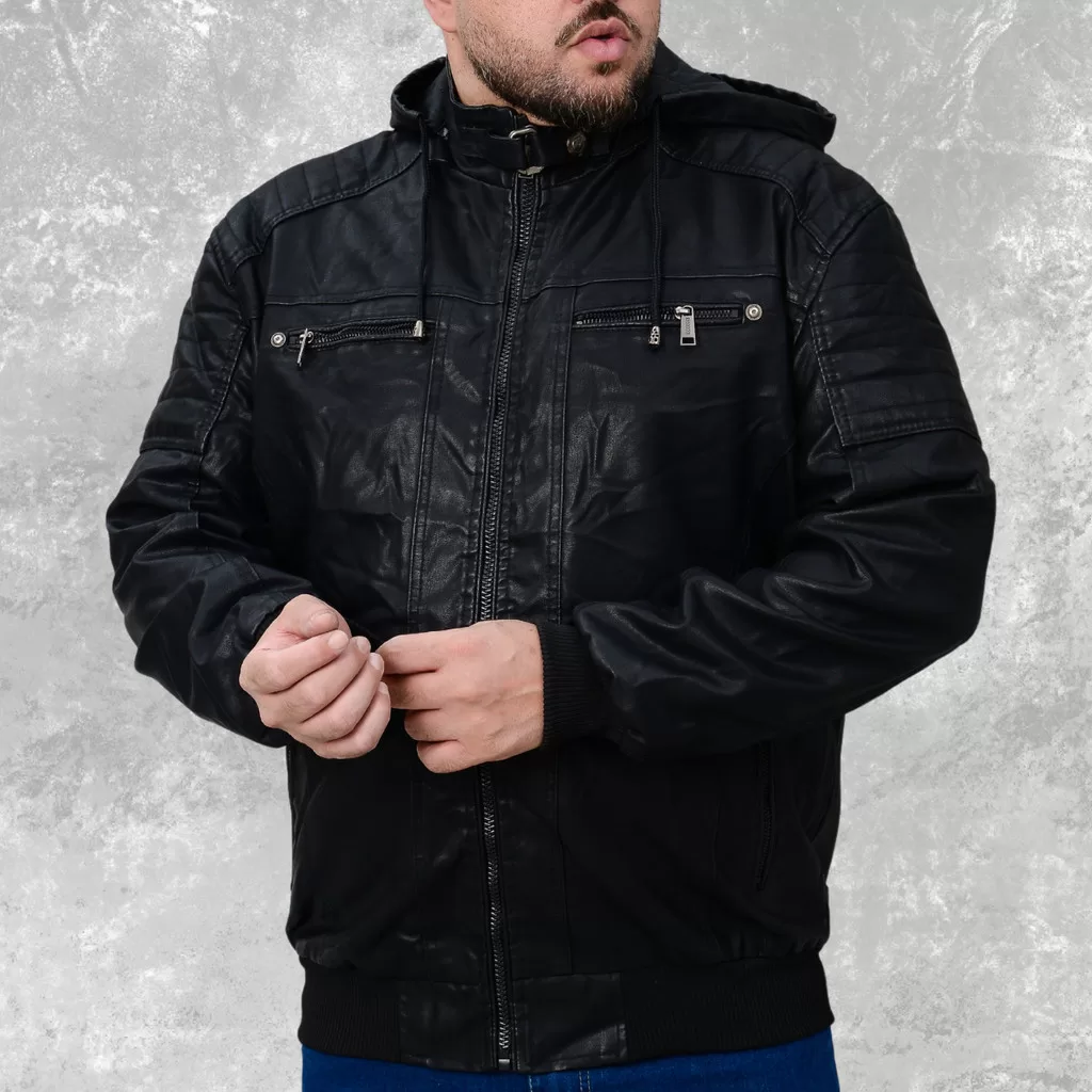 Jaqueta De Couro Ecológico Plus Size Motoqueiro Frio Premium