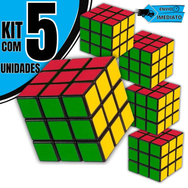 Kit 5 Cubo Mágico 5x5cm Antiestresse Quebra-Cabe