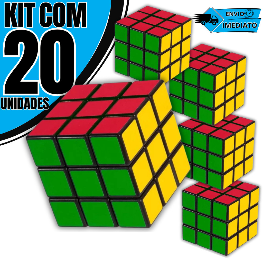 Kit 20 Cubo Mágico 5x5cm Antiestresse Quebra-Cabeça Educativo Criança Adulto Memória