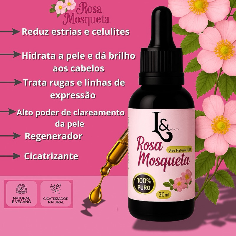 Óleo Natural Rosa De Mosqueta 100% PURO LEBeauty 30ml