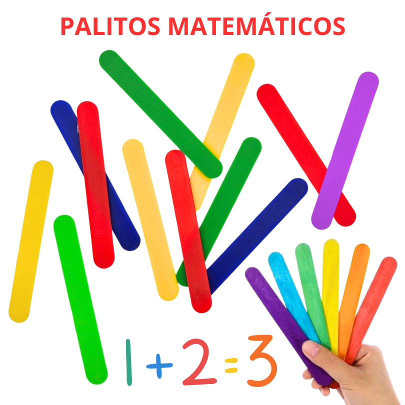 Kit 50 Peças Palitos Matemáticos Plásticos Coloridos Picolé Contagem Montessori Educativo