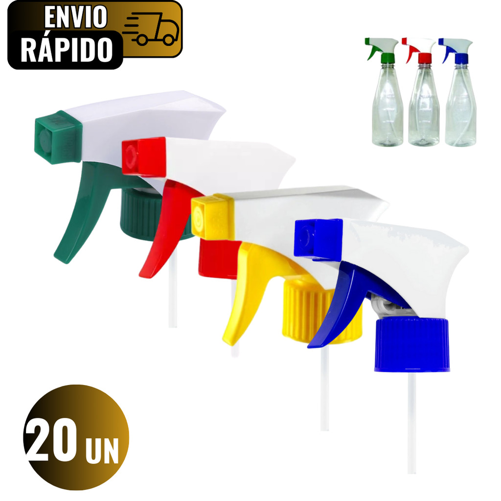 Conjunto 20 Gatilho Pulverizador Borrifador Manual De Plastico Rosca Universal Multiuso Garrafa Pet