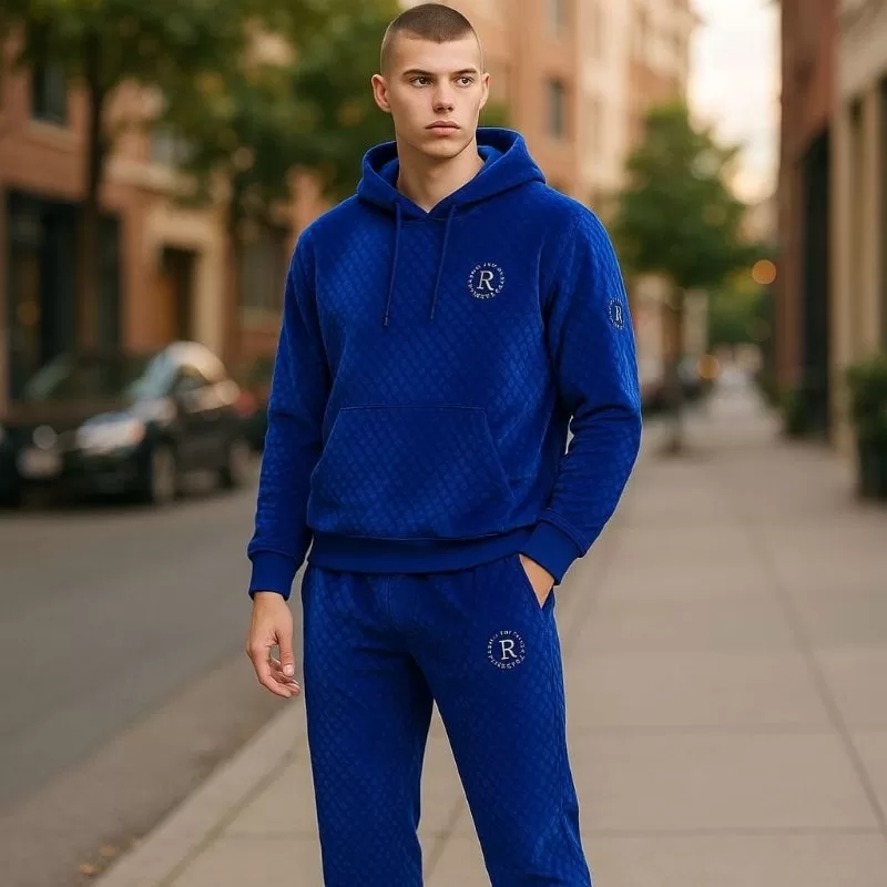 Conjunto Veludo Masculina inverno, Calça e Blusa Canguru