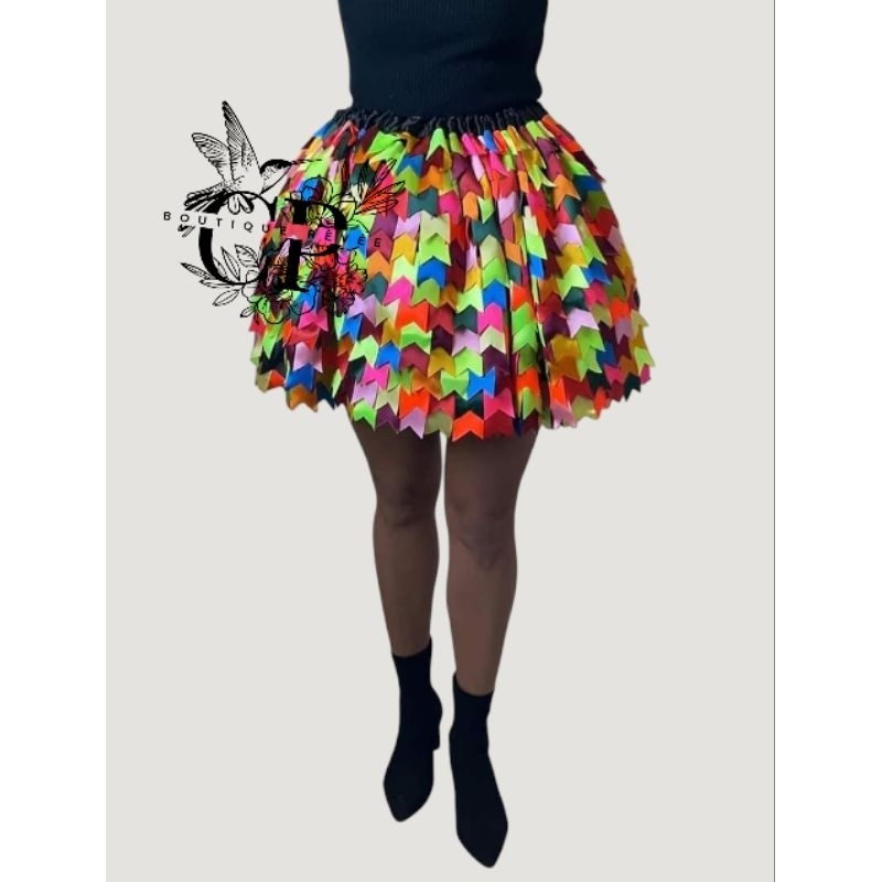 Saia longa junina Adulto com bandeirinhas