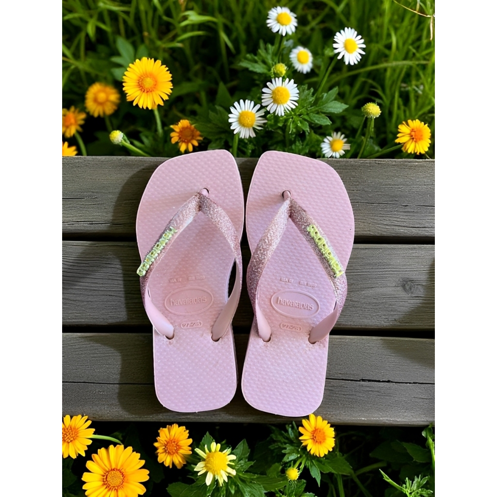 Chinelo Infantil Feminino com Glitter Leve Estiloso e Confortável Poomoção