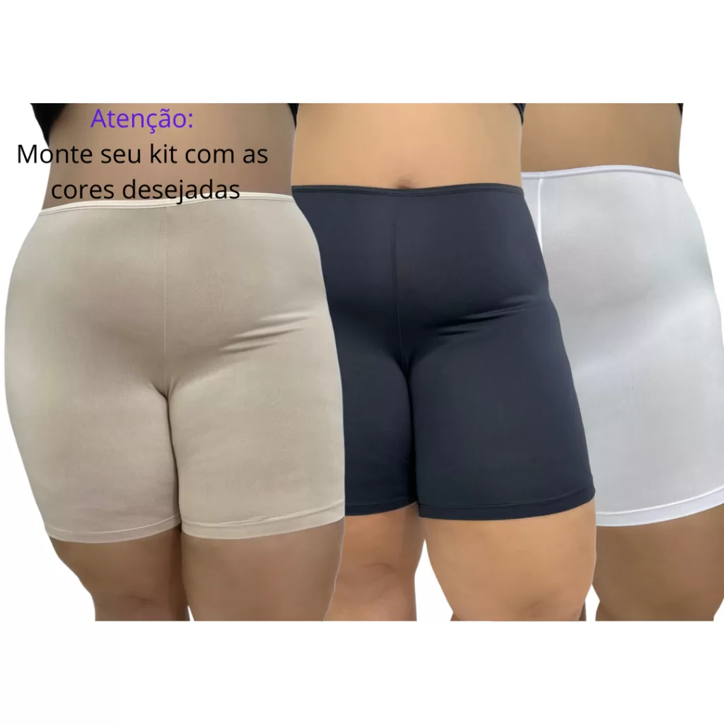 KIT 2 Anágua Plus Size Shortinho Íntimo Segunda Pele Conforto Lingerie Modeladora Short Para Saia E